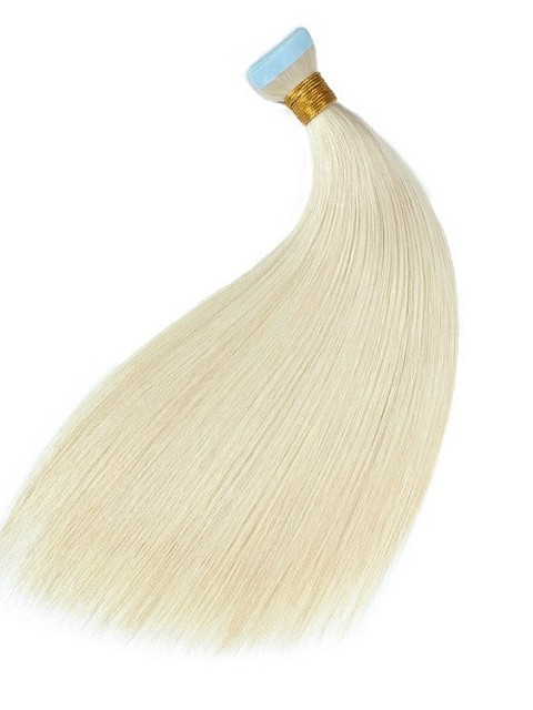 Platinum Blonde Silky Straight Tape In Hair Extensions