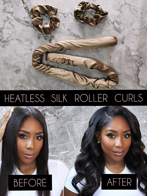 Heatless Silk Roller Kit Peacock Blue/Champagne Gold