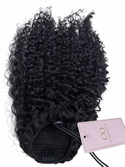 Brazilian Virgin Human Hair Kinky Curly Drawstring Ponytail (3b/3c Hair Texture)