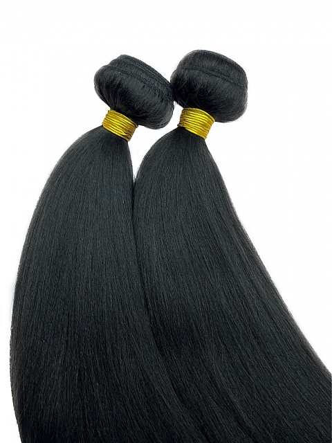 Natural Black Light Yaki Bundle Weft Hair Extensions