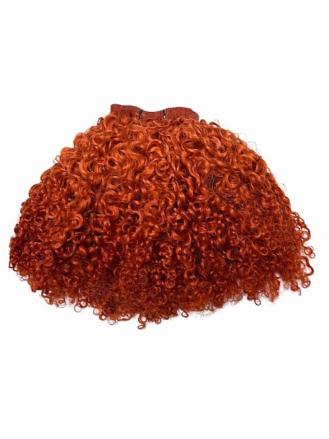 Clearance-Seamless Bright Orange Water kinky Curly Clip Ins