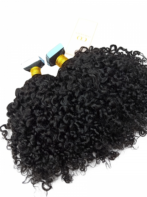 Water Jerry Curly Comb Tape In Hair Extensions