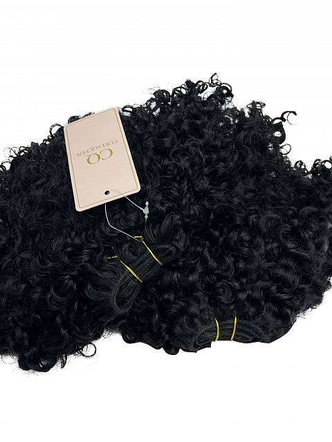 Natural Black Water Kinky Curly Bundle Weft Hair Extensions (3b/3c Hair Texture)