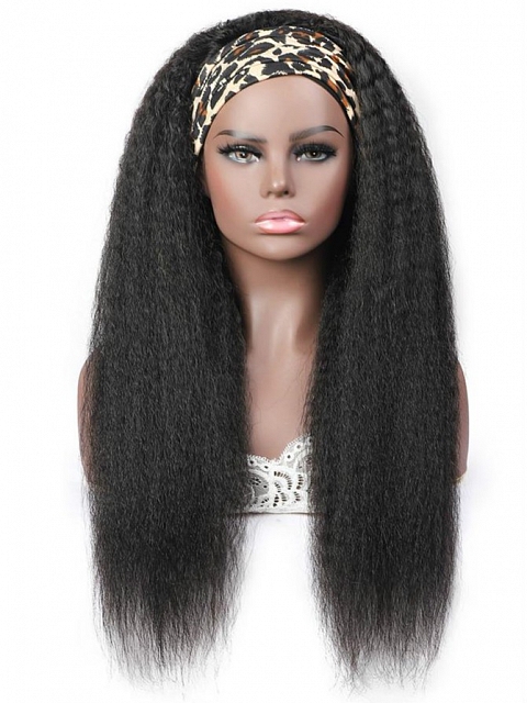 All-In-One-Realistic Kinky Yaki Versatile Cap Drawstring Ponytail Half Wig