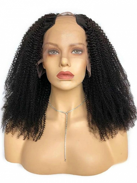 Protective Style For Black Natural Hair- Brazilian Virgin Kinky Curly U-Part Human Hair Wig