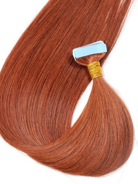 Auburn Orange Silk Straight Tape In Hair Extensions