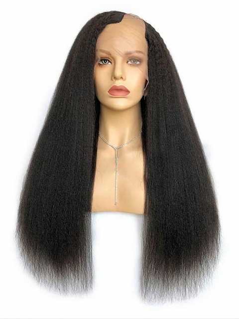 Protective Style For Black Natural Hair- Brazilian Virgin Kinky Straight Blow Out U-Part Human Hair Wig