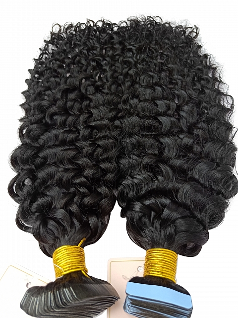 Water Curly Tape In Hair Extensions