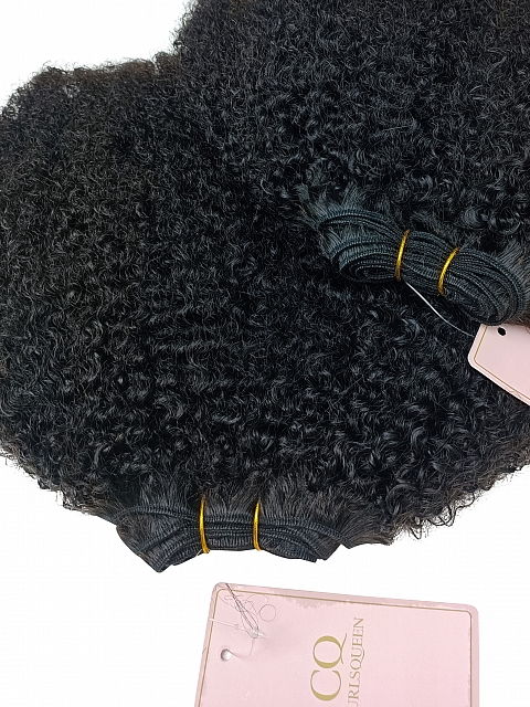 Natural Black Water Kinky Coily Bundle Weft Hair Extensions (4a/4b Hair Texture)