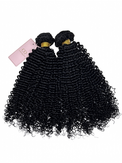 Natural Black Deep Curly Bundle Weft Hair Extensions (3b/3c Hair Texture)