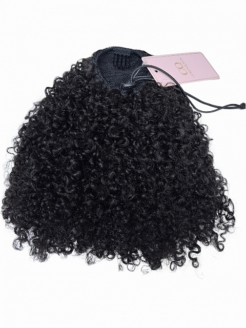 Brazilian Virgin Human Hair Drawstring Ponytail Water Jerry Curly(3c/4a Hair Texture)