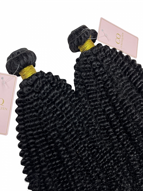 Natural Black Jerry Curly Bundle Weft Hair Extensions (3c/4a Hair Texture)