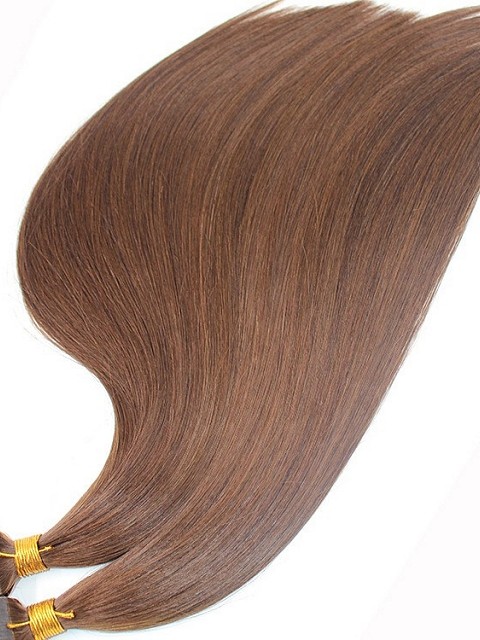 Medium Reddish Brown Silky Straight Tape In Hair Extensions