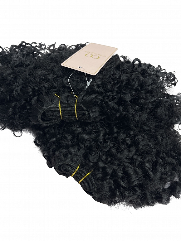 Natural Black Water Kinky Curly Bundle Weft Hair Extensions (3b/3c Hair ...