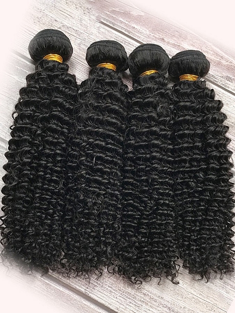 Natural Black Deep Curly Bundle Weft Hair Extensions (3b/3c Hair Texture)