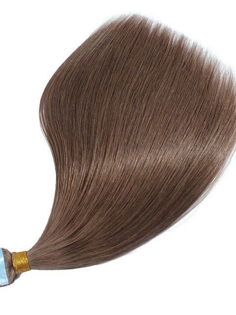 Ash Brown Silk Straight Tape In Hair Extensions