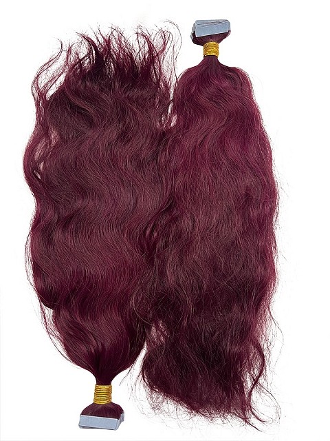 Burgandy Natural Straight Tape In Hair Extensions